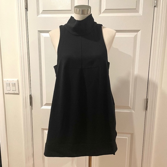 New FREE PEOPLE Mod black crepe a line open back  dress tunic  S - Picture 1 of 5